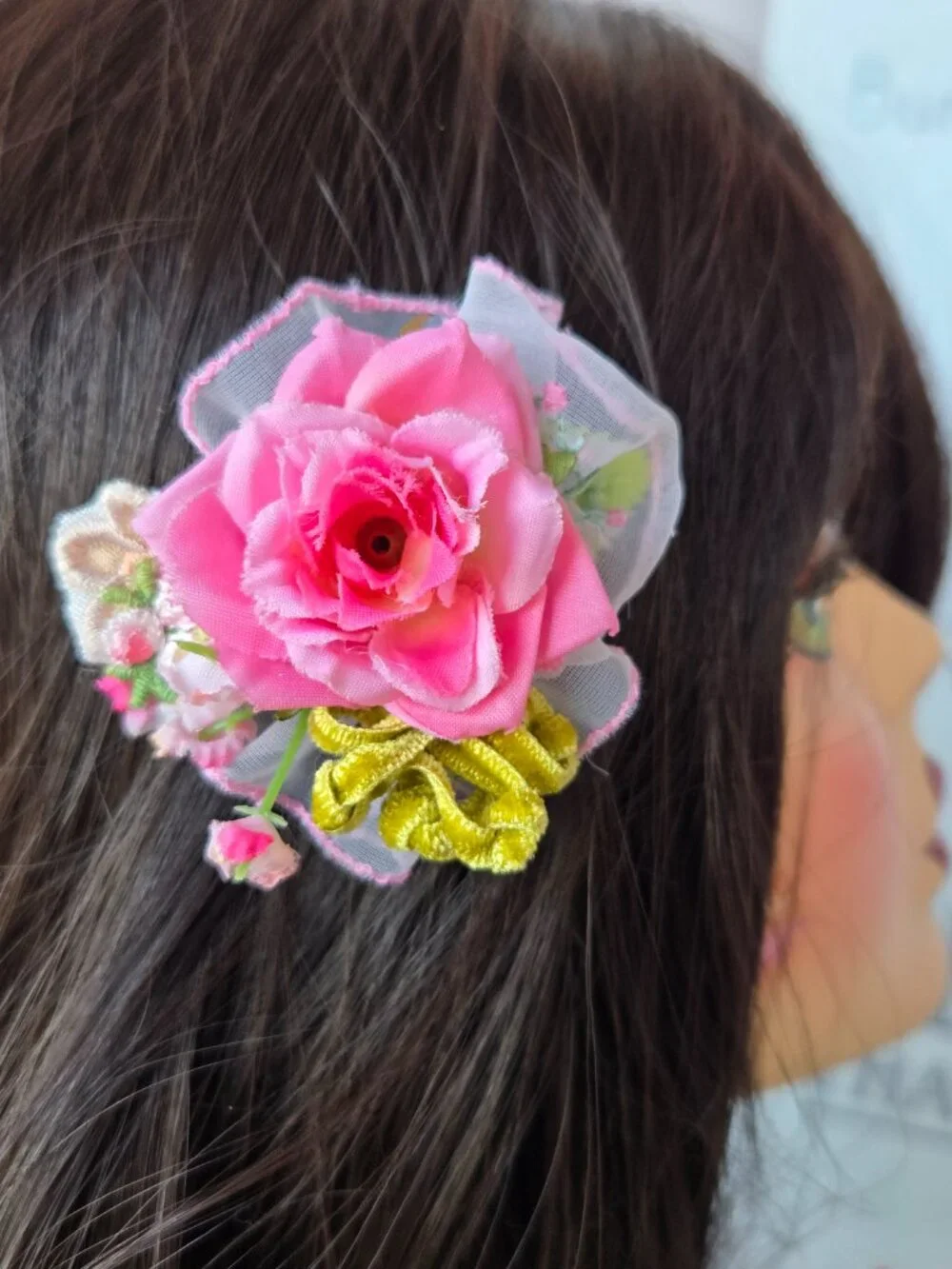 Handmade Rose Posey Hair Clip Wedding Garden Party Cottagecore Coquette